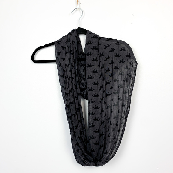 Accessories - Horse Patterned Grey & Black Infinity Scarf